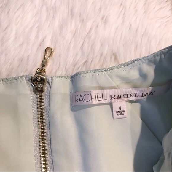 RACHEL ROY Mod Sheath Mini Dress Green Textured Shiny Retro 60s Green Size 4 New - Picture 5 of 15